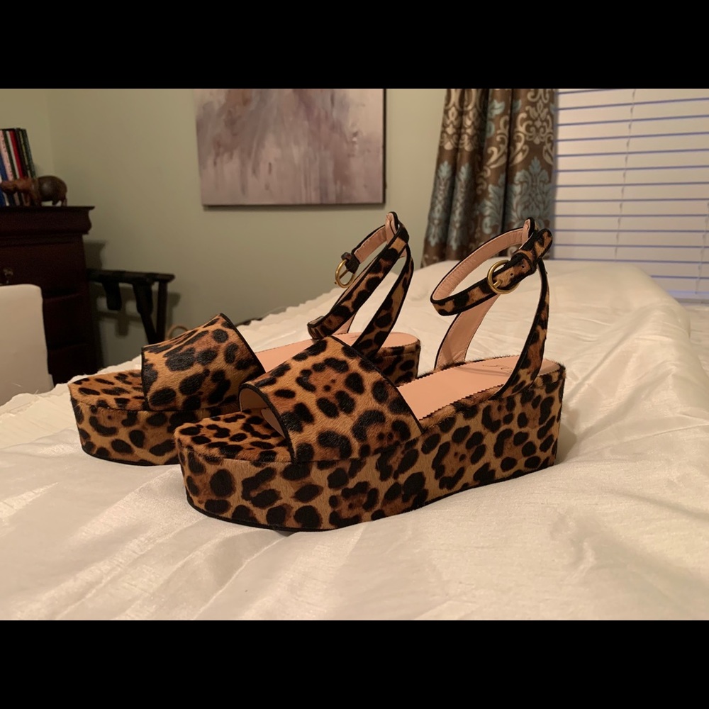 Jcrew leopard platform sandals size 10